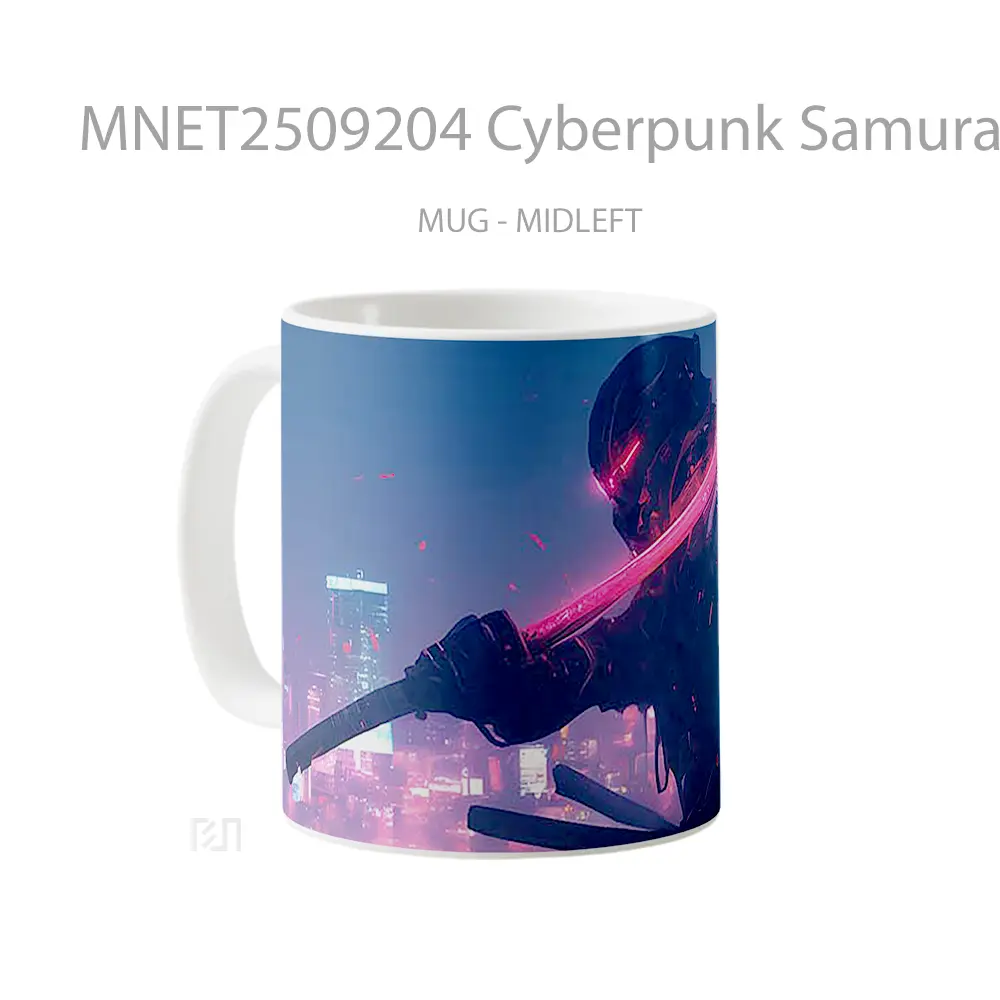 Cyberpunk Samurai Glowing Sword Mug MNET2509204 - All-side / Desain
