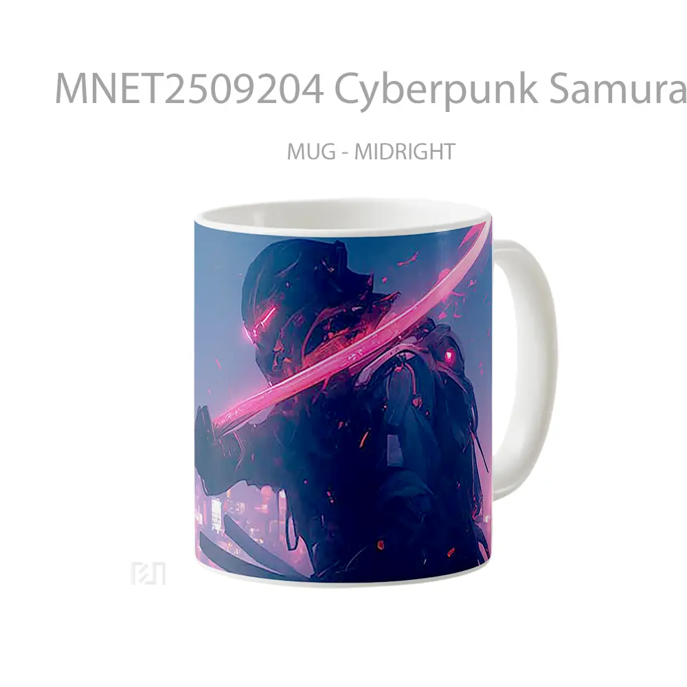 Cyberpunk Samurai Glowing Sword Mug MNET2509204 - All-side / Desain