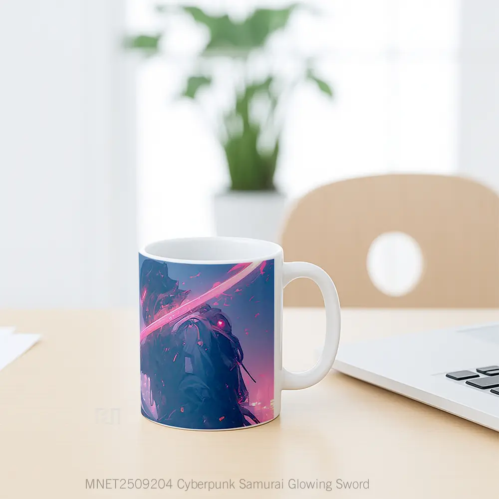 Cyberpunk Samurai Glowing Sword Mug MNET2509204 - All-side / Desain