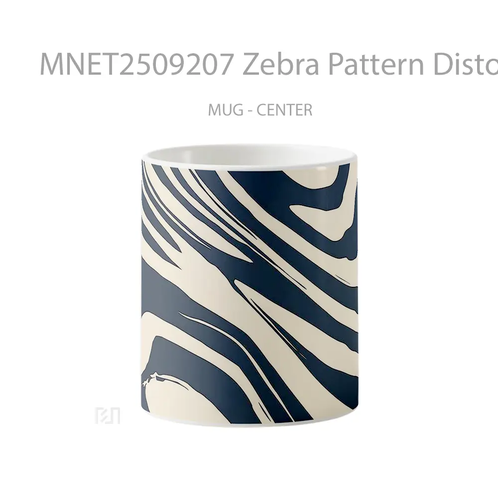 Zebra Pattern Distorted Lines Black White Style Mug MNET2509207 - All-side / Desain
