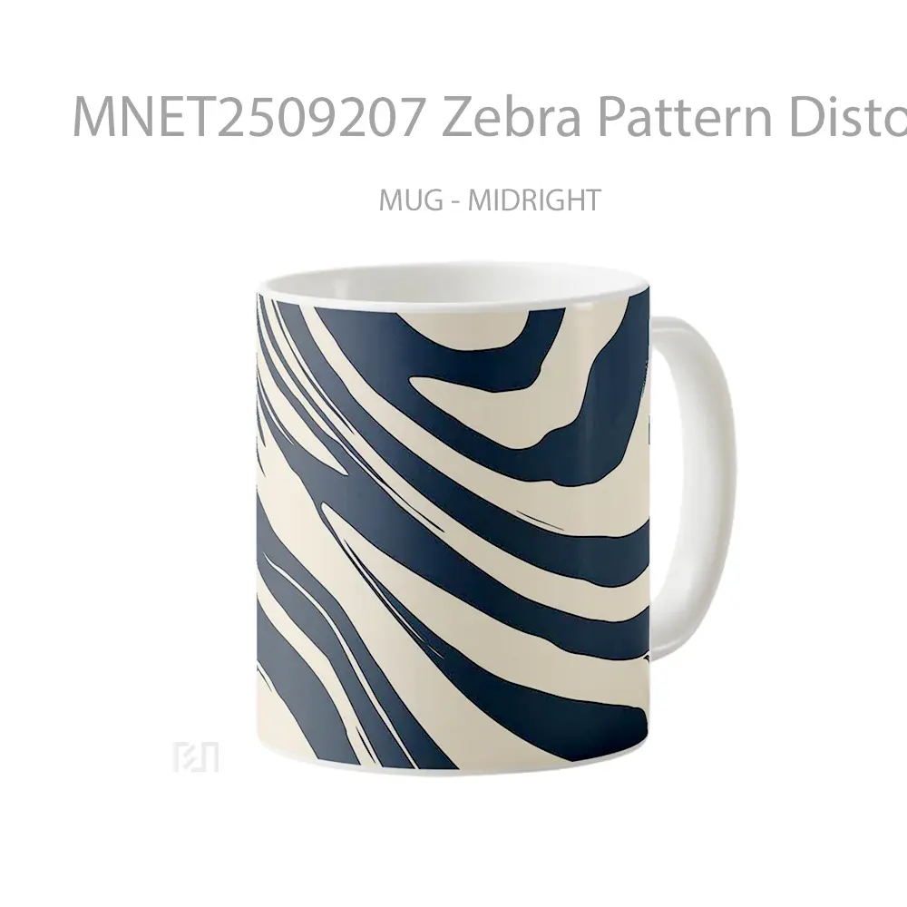 Zebra Pattern Distorted Lines Black White Style Mug MNET2509207 - All-side / Desain