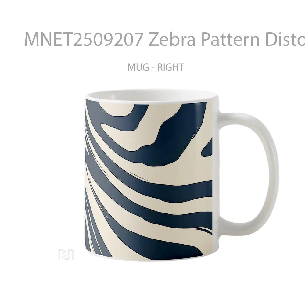 Zebra Pattern Distorted Lines Black White Style Mug MNET2509207