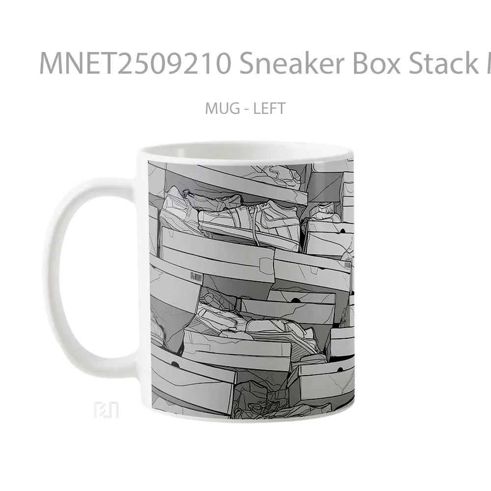 Sneaker Box Stack Monochrome Sketch Style Mug MNET2509210 - All-side / Desain
