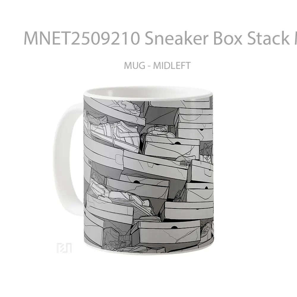 Sneaker Box Stack Monochrome Sketch Style Mug MNET2509210 - All-side / Desain