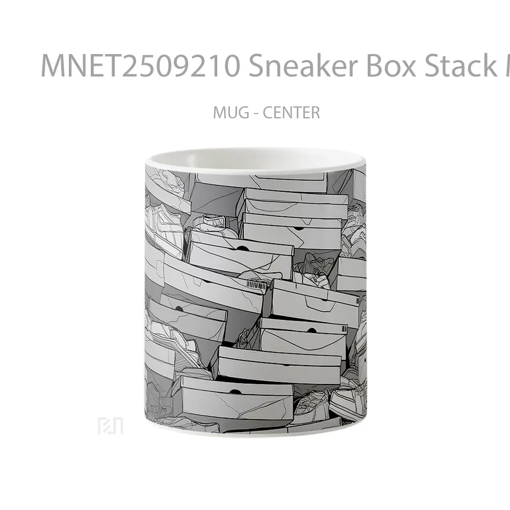 Sneaker Box Stack Monochrome Sketch Style Mug MNET2509210 - All-side / Desain