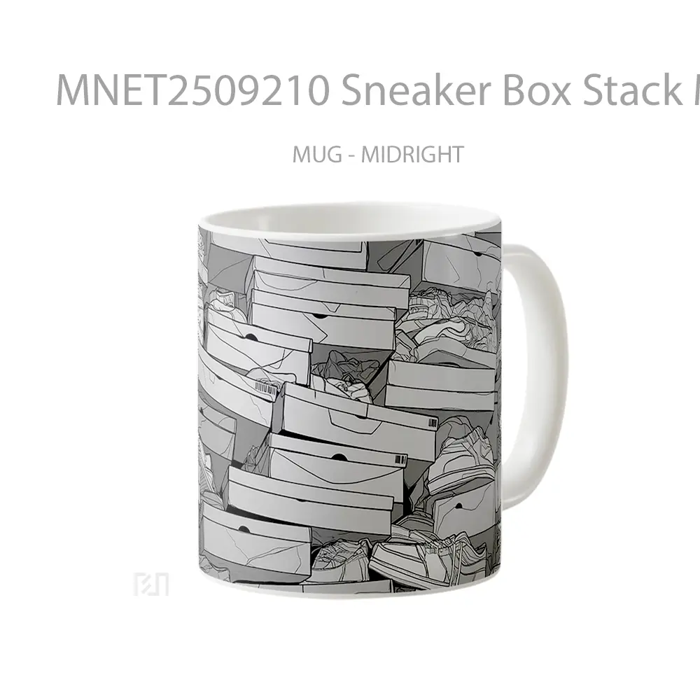 Sneaker Box Stack Monochrome Sketch Style Mug MNET2509210 - All-side / Desain