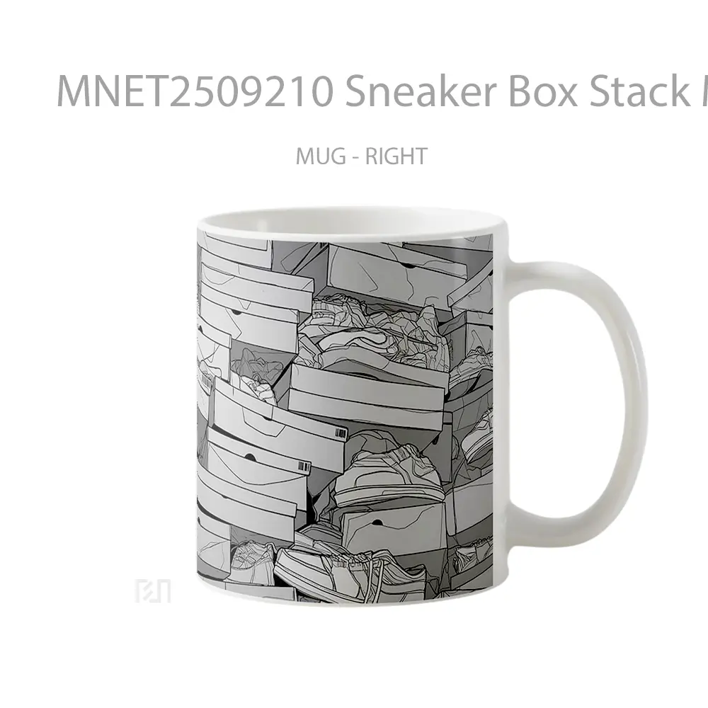 Sneaker Box Stack Monochrome Sketch Style Mug MNET2509210