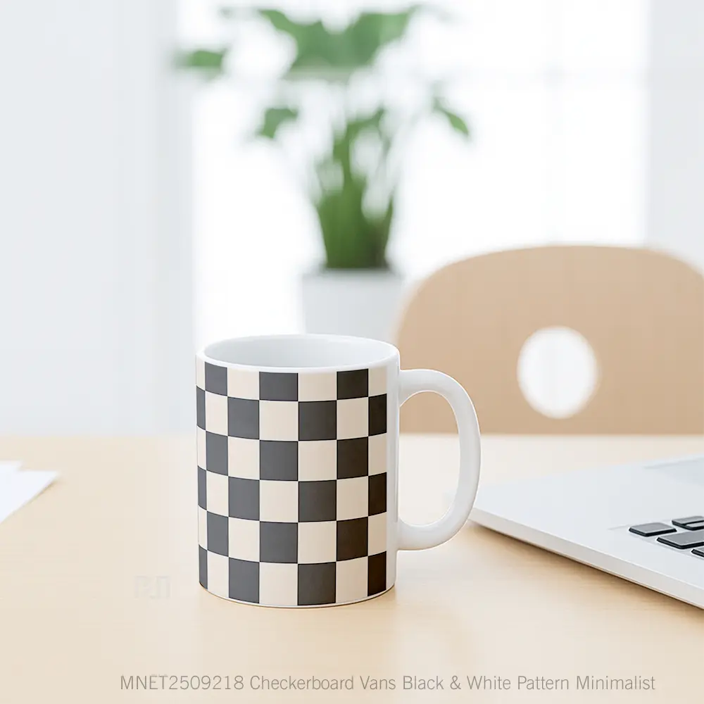 Checkerboard Vans Black & White Pattern Minimalist Mug MNET2509218 - All-side / Desain