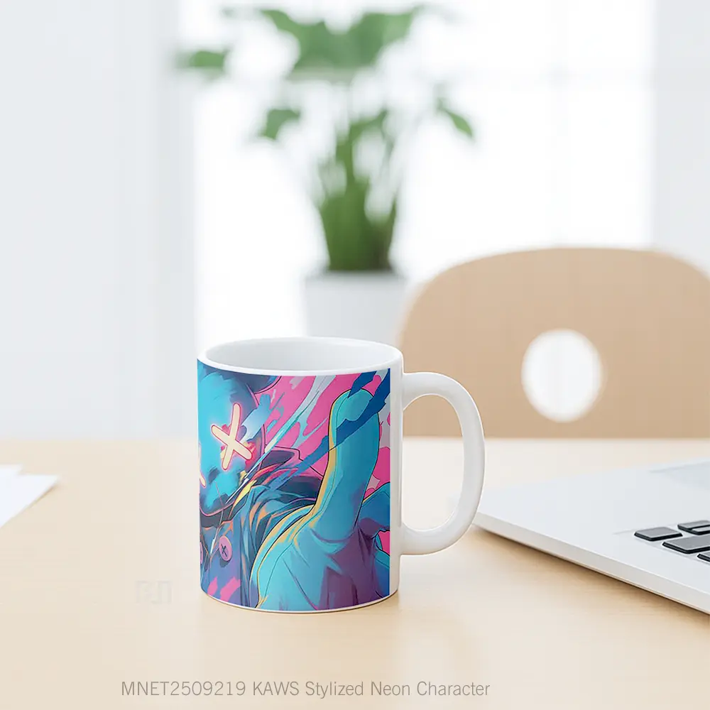 Kaws Stylized Neon Character Mug MNET2509219 - All-side / Desain