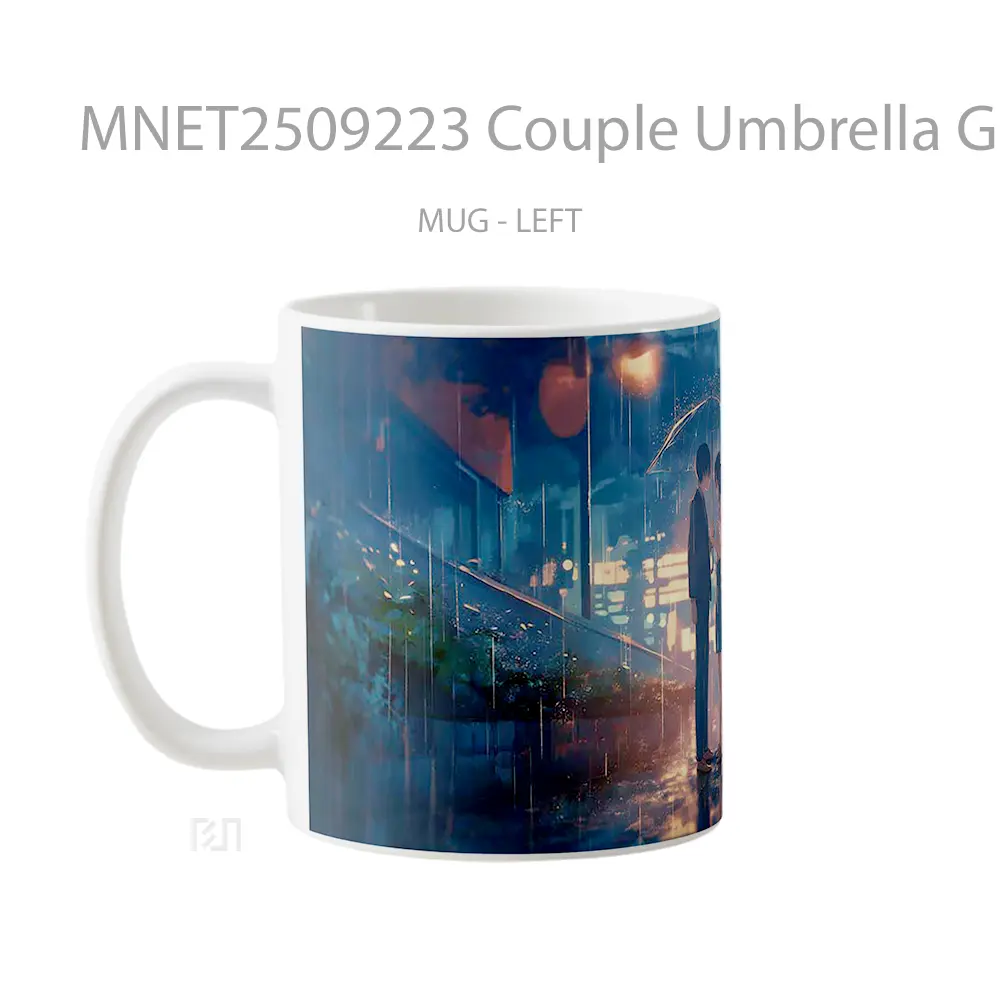 Couple Umbrella Glowing Street Romance Rain Mug MNET2509223 - All-side / Desain