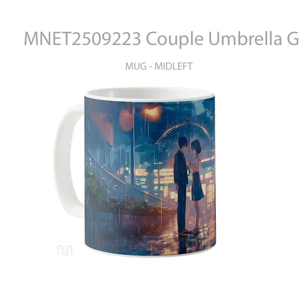 Couple Umbrella Glowing Street Romance Rain Mug MNET2509223 - All-side / Desain
