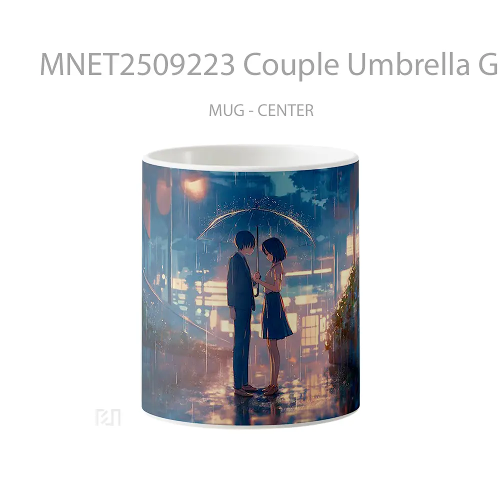 Couple Umbrella Glowing Street Romance Rain Mug MNET2509223 - All-side / Desain