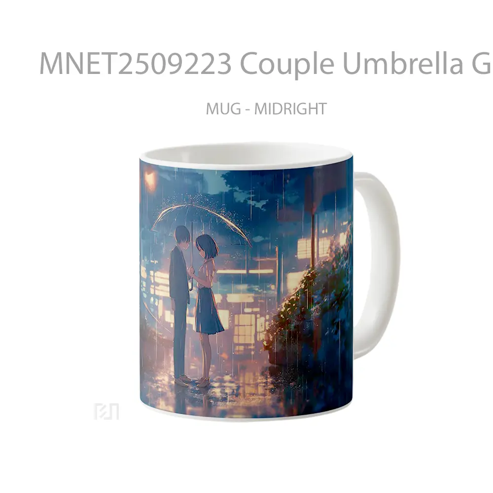 Couple Umbrella Glowing Street Romance Rain Mug MNET2509223 - All-side / Desain