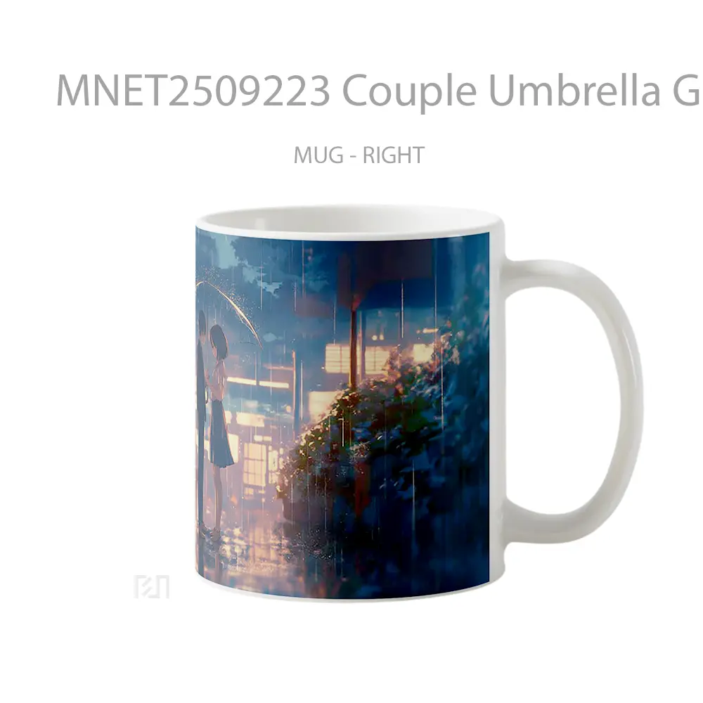 Couple Umbrella Glowing Street Romance Rain Mug MNET2509223