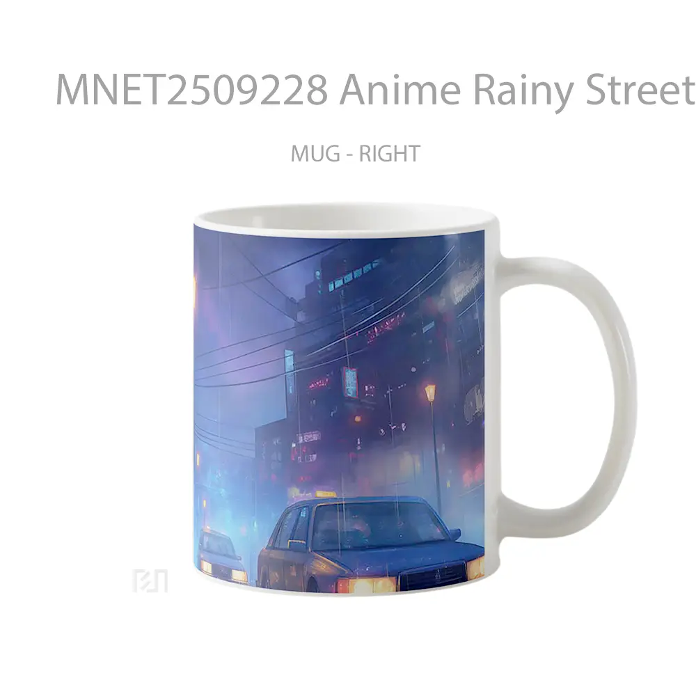 Anime Rainy Street Couple City Lights Intimate Scene Mug MNET2509228