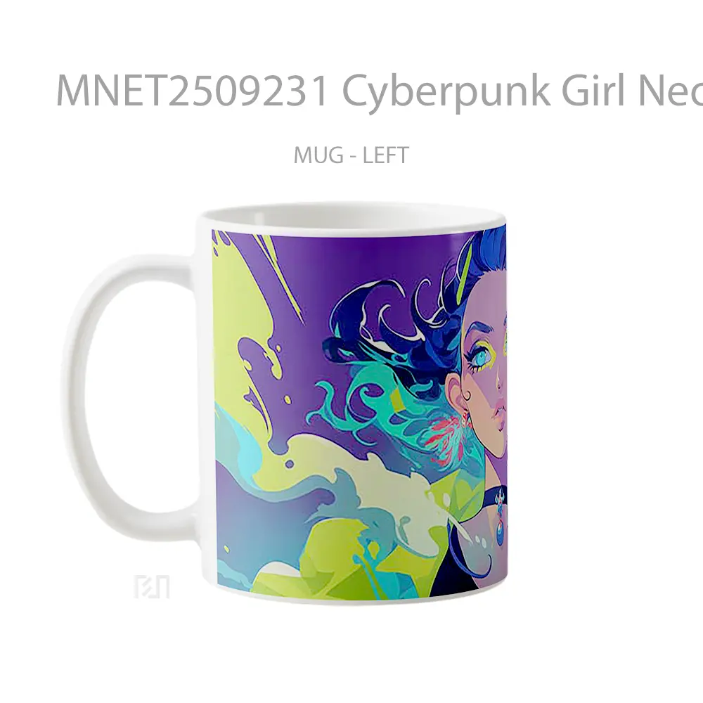 Cyberpunk Girl Neon Glow Mug MNET2509231 - All-side / Desain