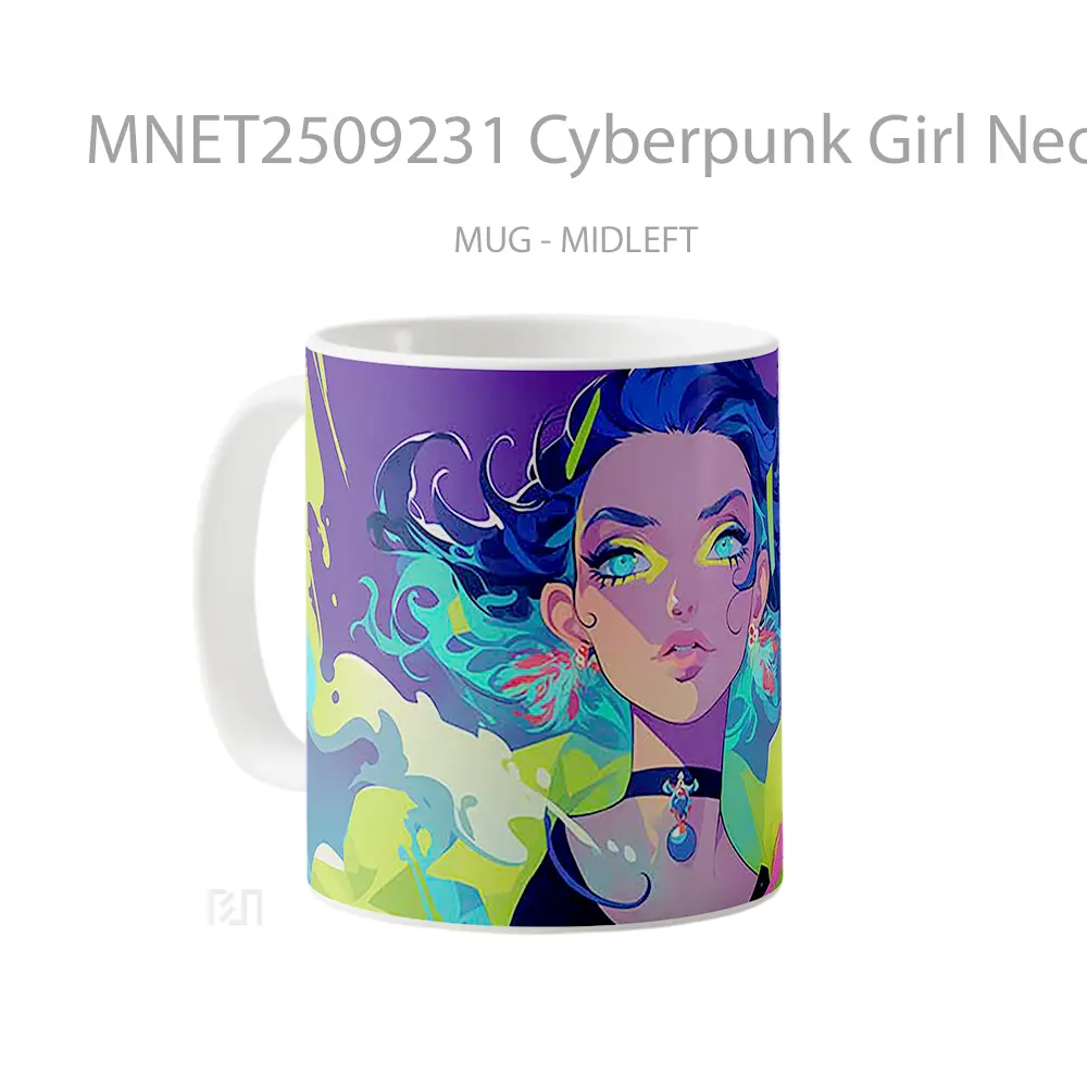 Cyberpunk Girl Neon Glow Mug MNET2509231 - All-side / Desain