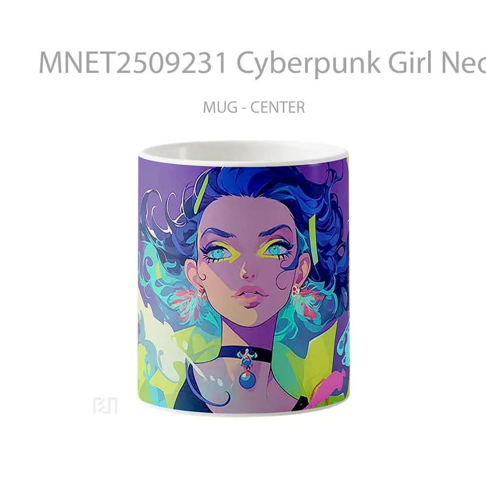 Cyberpunk Girl Neon Glow Mug MNET2509231 - All-side / Desain