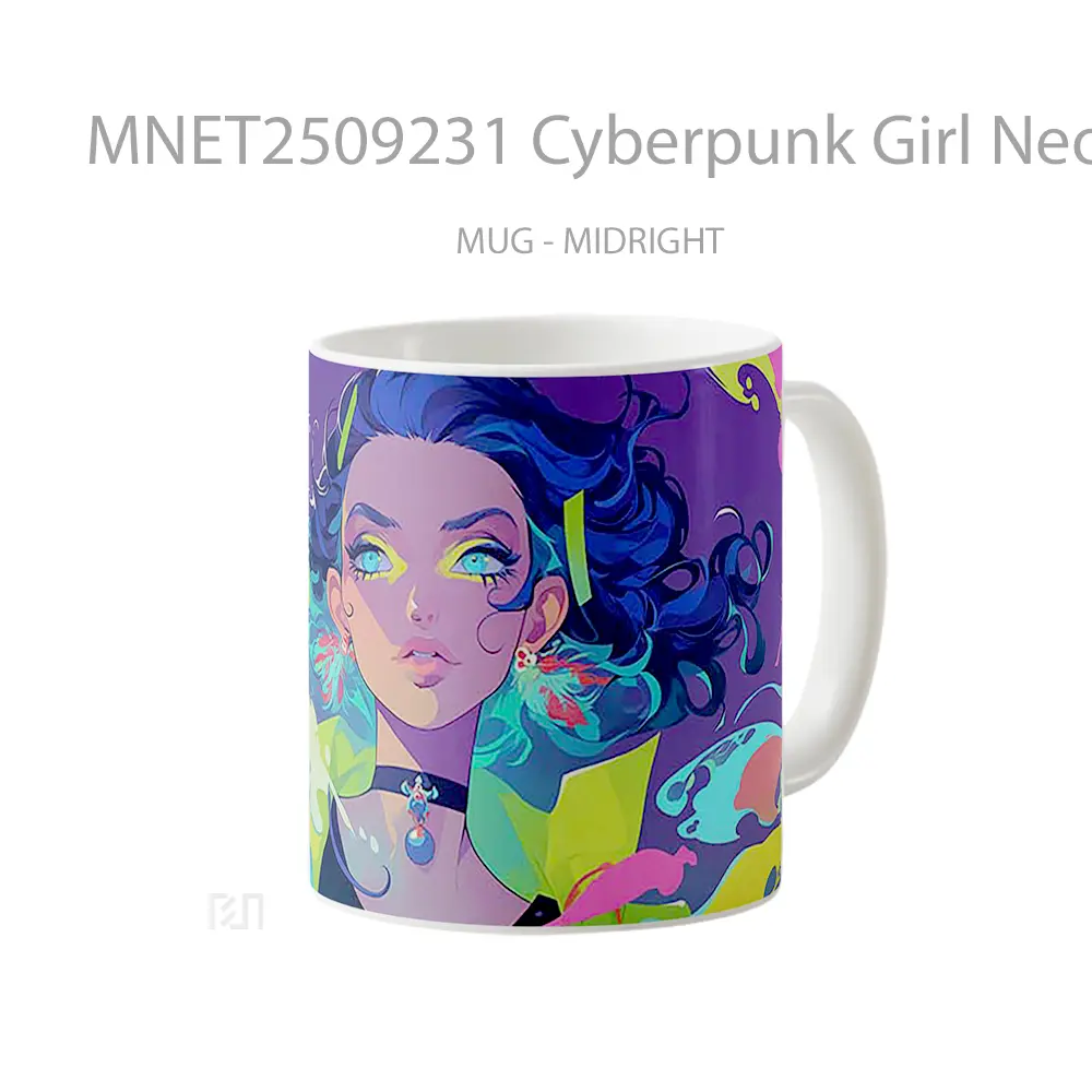 Cyberpunk Girl Neon Glow Mug MNET2509231 - All-side / Desain