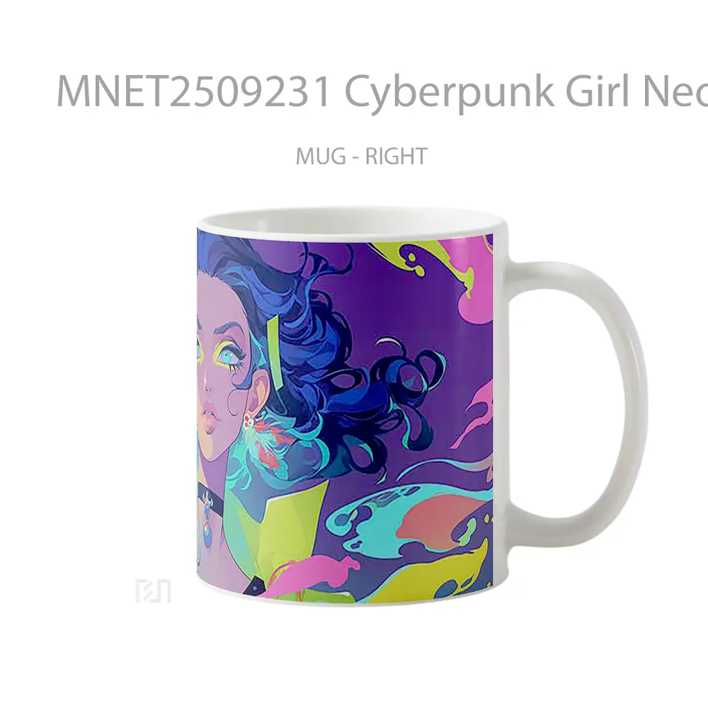 Cyberpunk Girl Neon Glow Mug MNET2509231