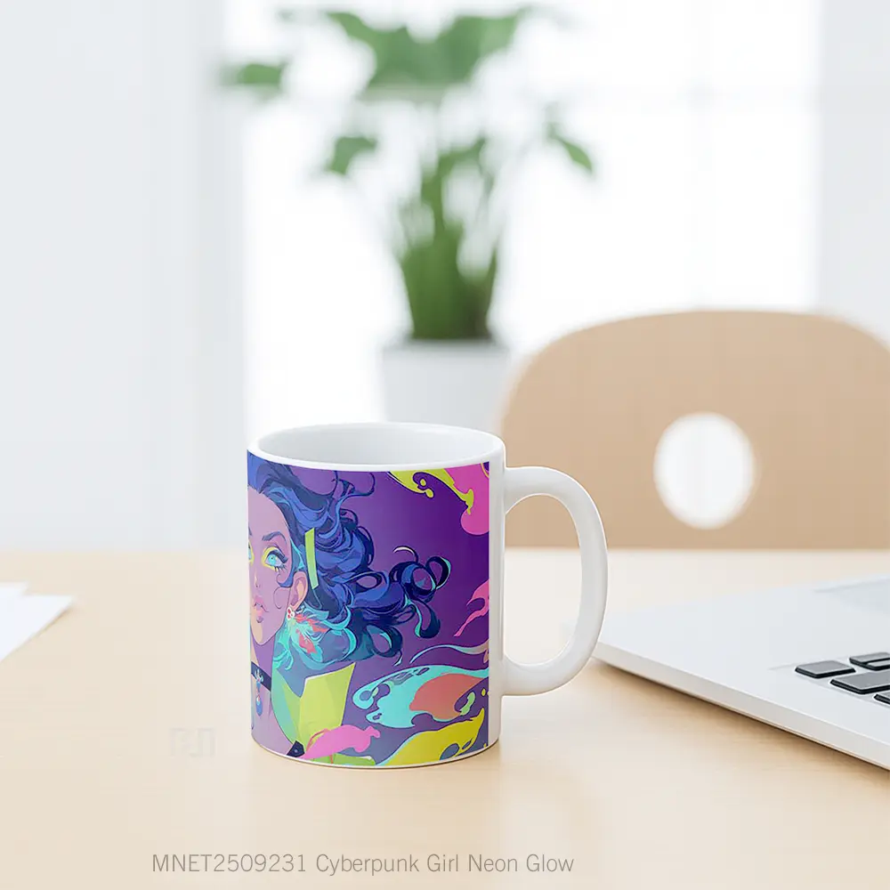 Cyberpunk Girl Neon Glow Mug MNET2509231 - All-side / Desain