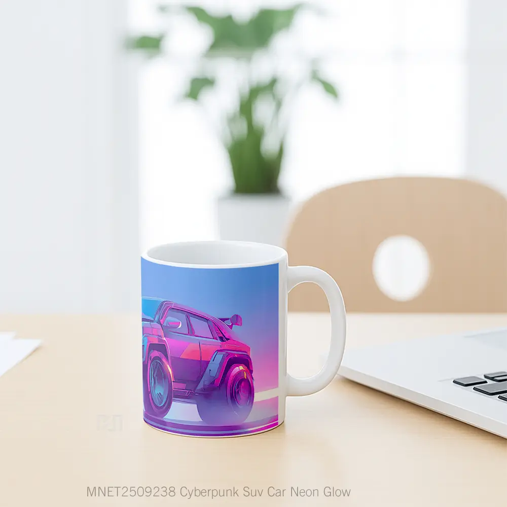 Cyberpunk Suv Car Neon Glow Mug MNET2509238 - All-side / Desain