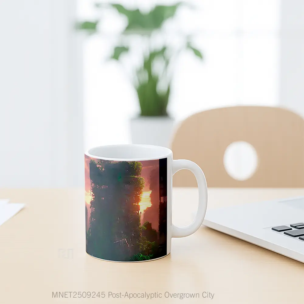 Post Apocalyptic Overgrown City Mug MNET2509245 - All-side / Desain