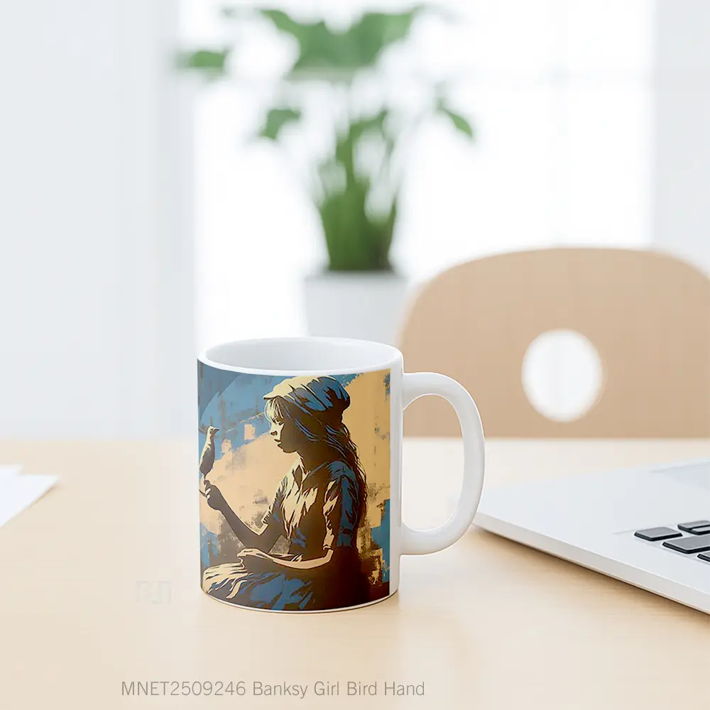 Banksy Girl Bird Hand Mug MNET2509246 - All-side / Desain
