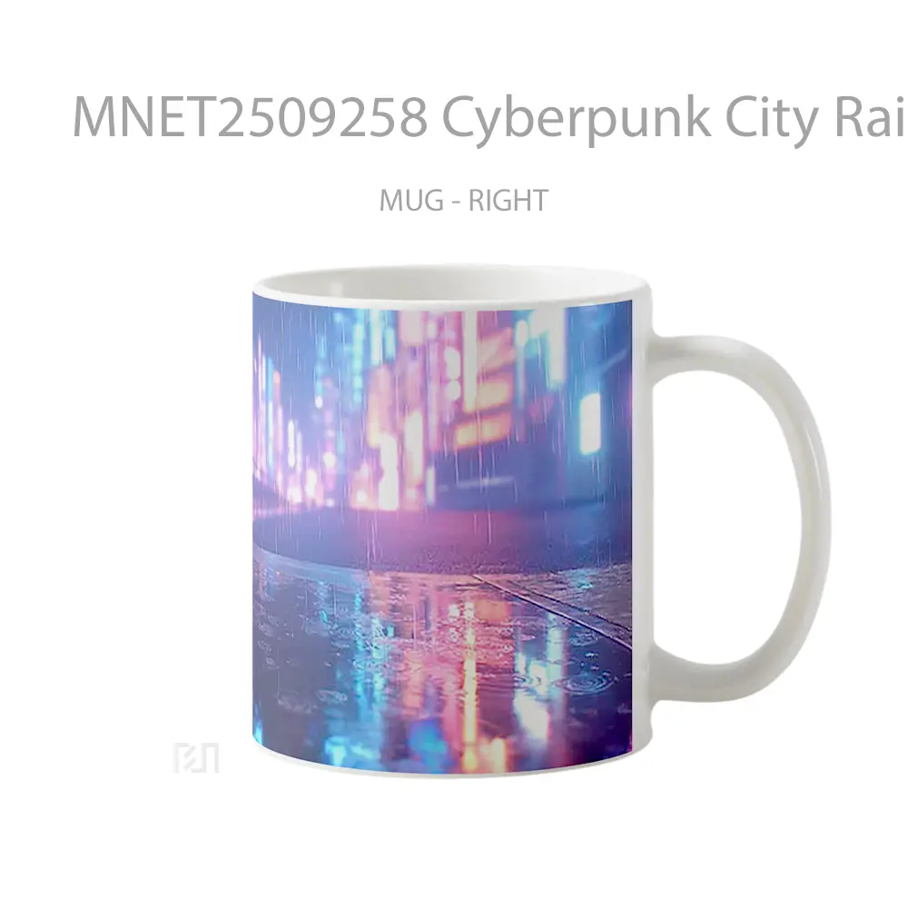 Cyberpunk City Rainy Night Neon Reflections Mug MNET2509258