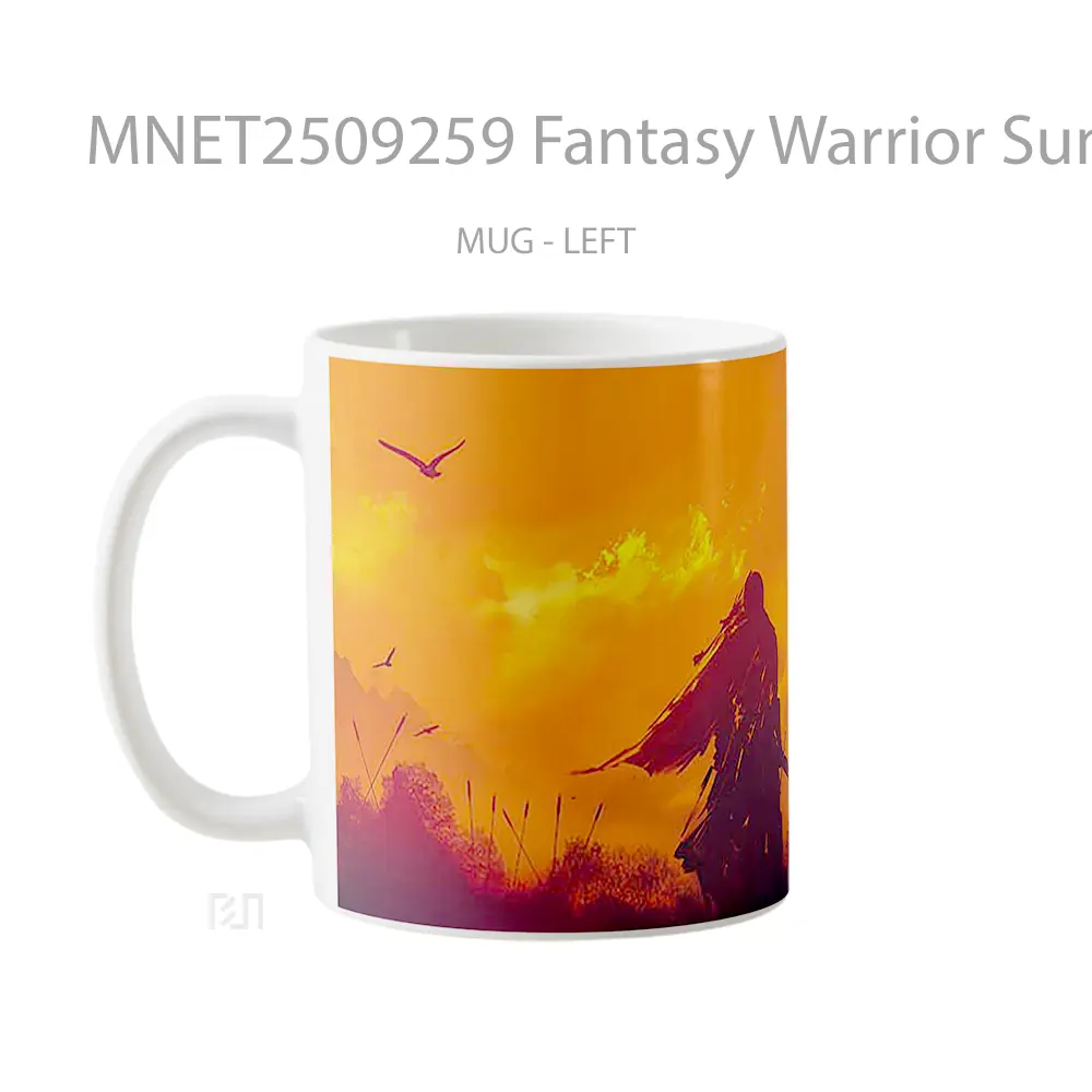 Fantasy Warrior Sunset Silhouette Mug MNET2509259 - All-side / Desain