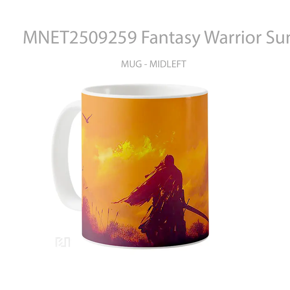 Fantasy Warrior Sunset Silhouette Mug MNET2509259 - All-side / Desain
