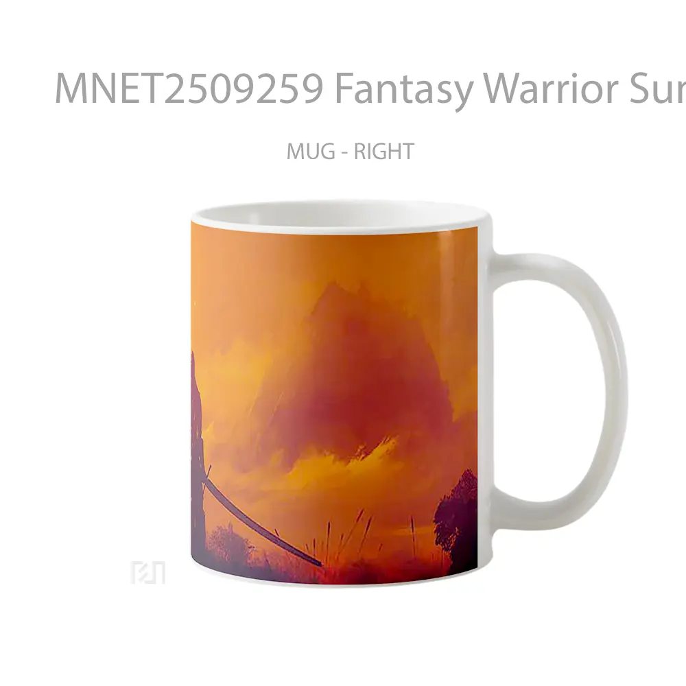 Fantasy Warrior Sunset Silhouette Mug MNET2509259