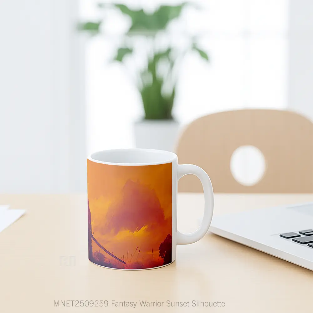 Fantasy Warrior Sunset Silhouette Mug MNET2509259 - All-side / Desain