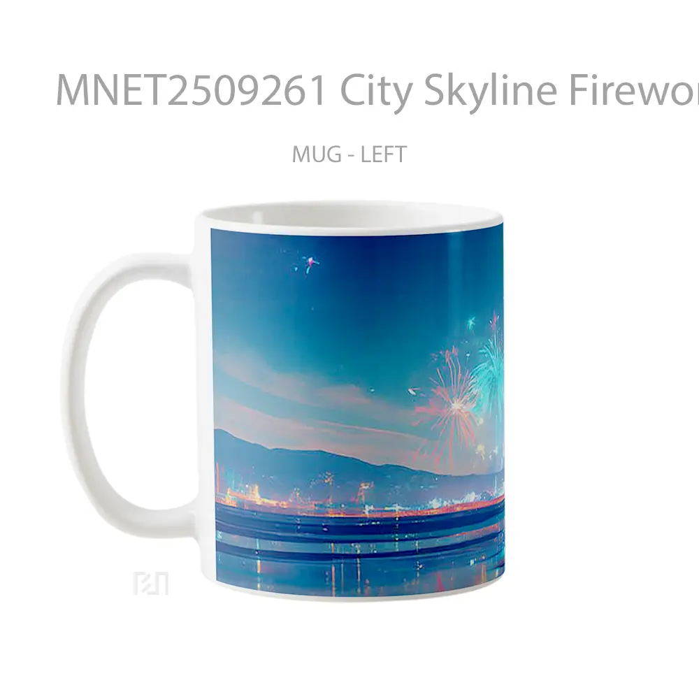 City Skyline Fireworks Display Mug MNET2509261 - All-side / Desain