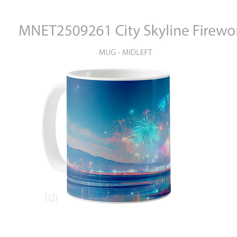 City Skyline Fireworks Display Mug MNET2509261 - All-side / Desain