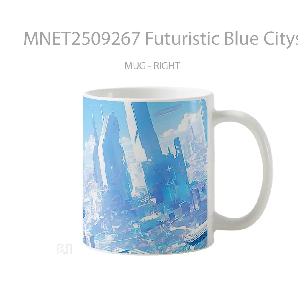 Futuristic Blue Cityscape Mug MNET2509267