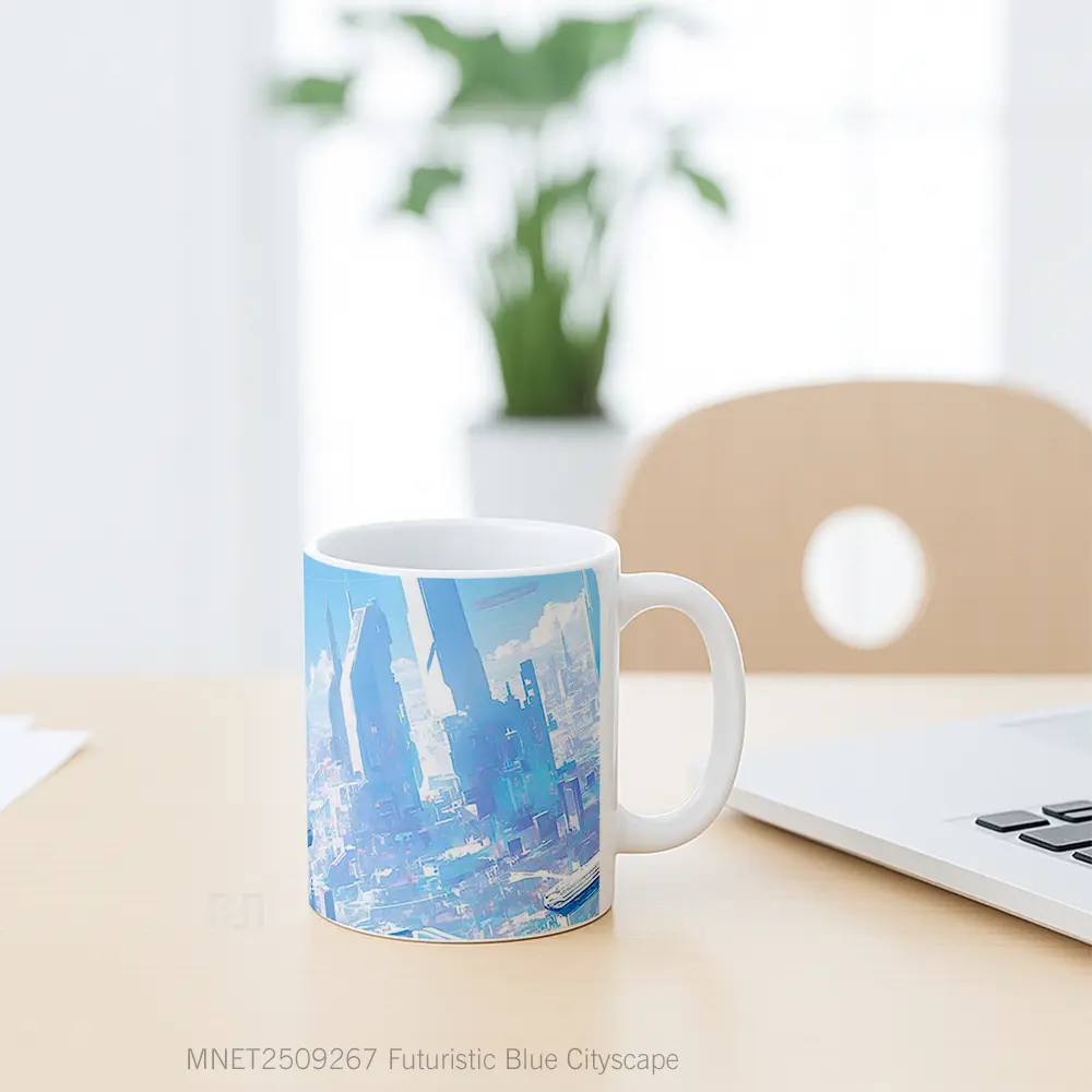Futuristic Blue Cityscape Mug MNET2509267 - All-side / Desain