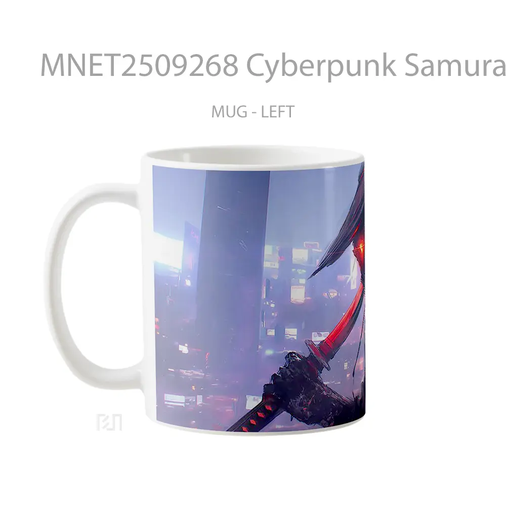 Cyberpunk Samurai Glowing Red Sword Mug MNET2509268 - All-side / Desain