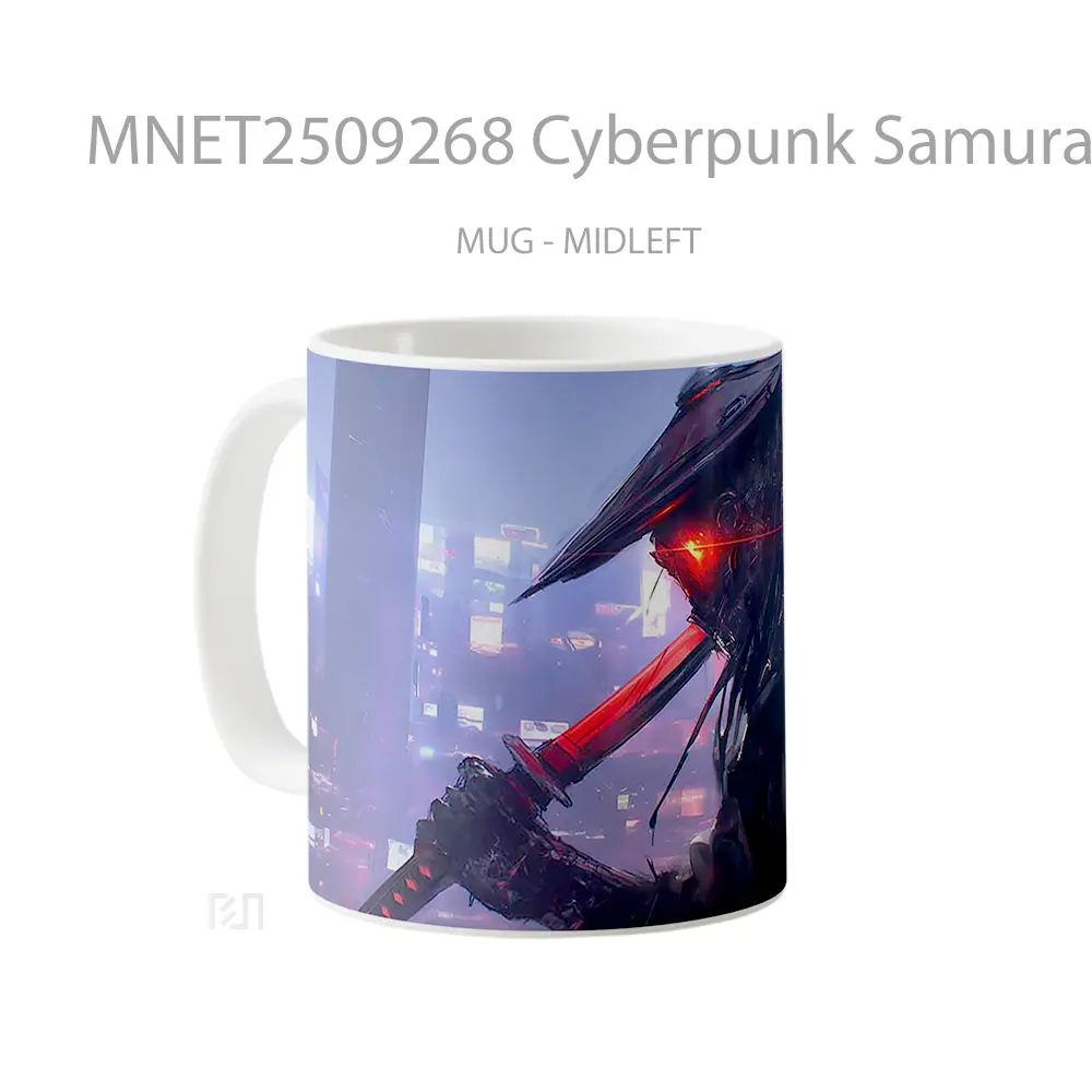 Cyberpunk Samurai Glowing Red Sword Mug MNET2509268 - All-side / Desain