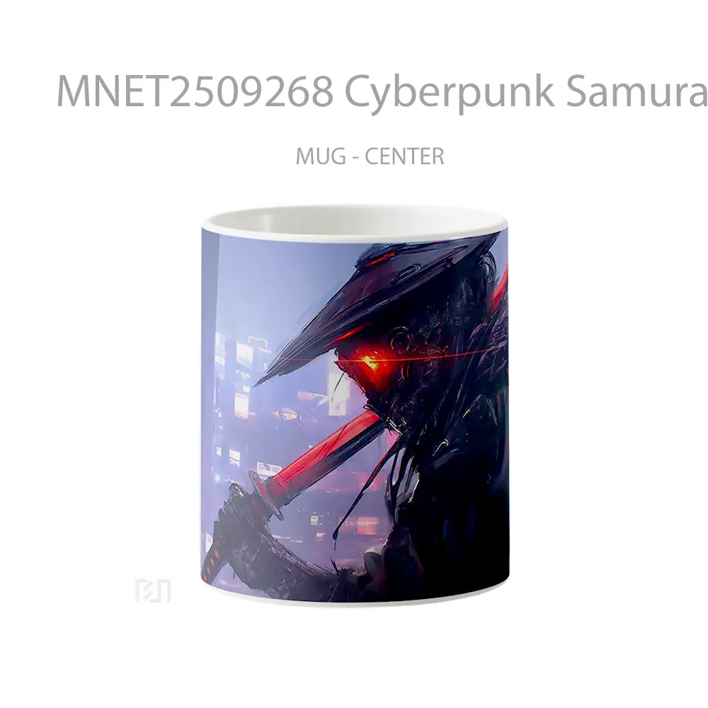 Cyberpunk Samurai Glowing Red Sword Mug MNET2509268 - All-side / Desain