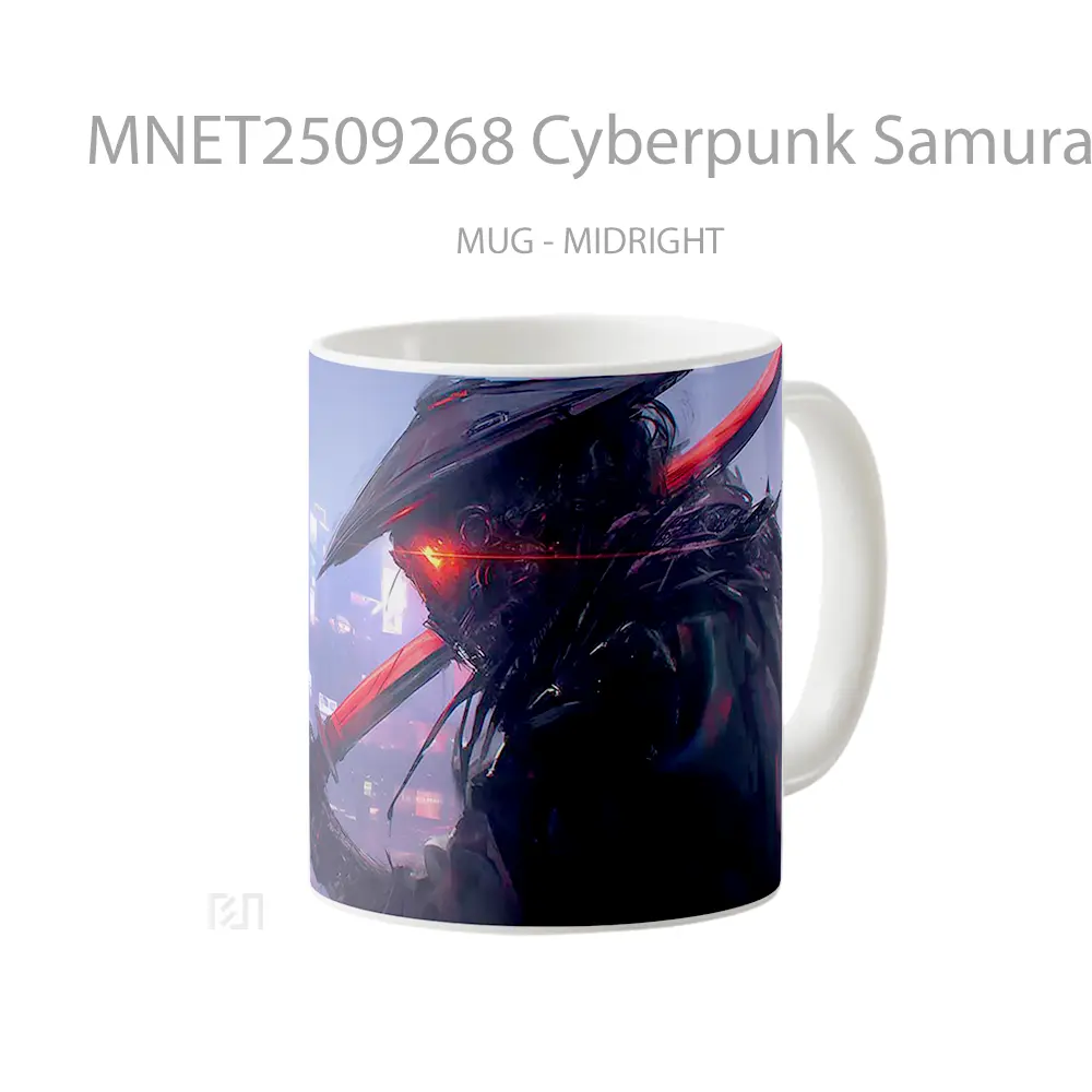 Cyberpunk Samurai Glowing Red Sword Mug MNET2509268 - All-side / Desain