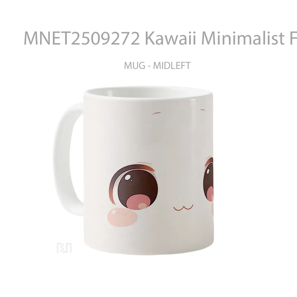 Kawaii Minimalist Face Adorable Blush Mug MNET2509272 - All-side / Desain