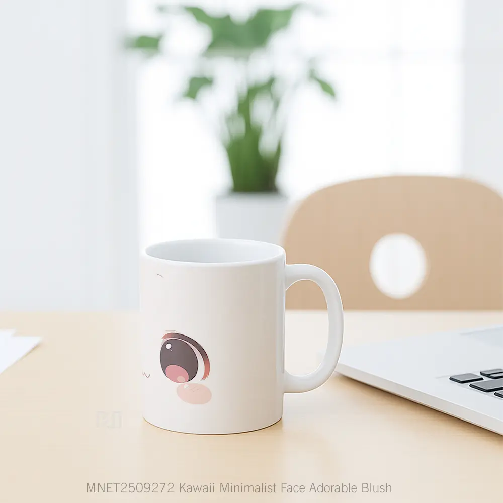 Kawaii Minimalist Face Adorable Blush Mug MNET2509272 - All-side / Desain