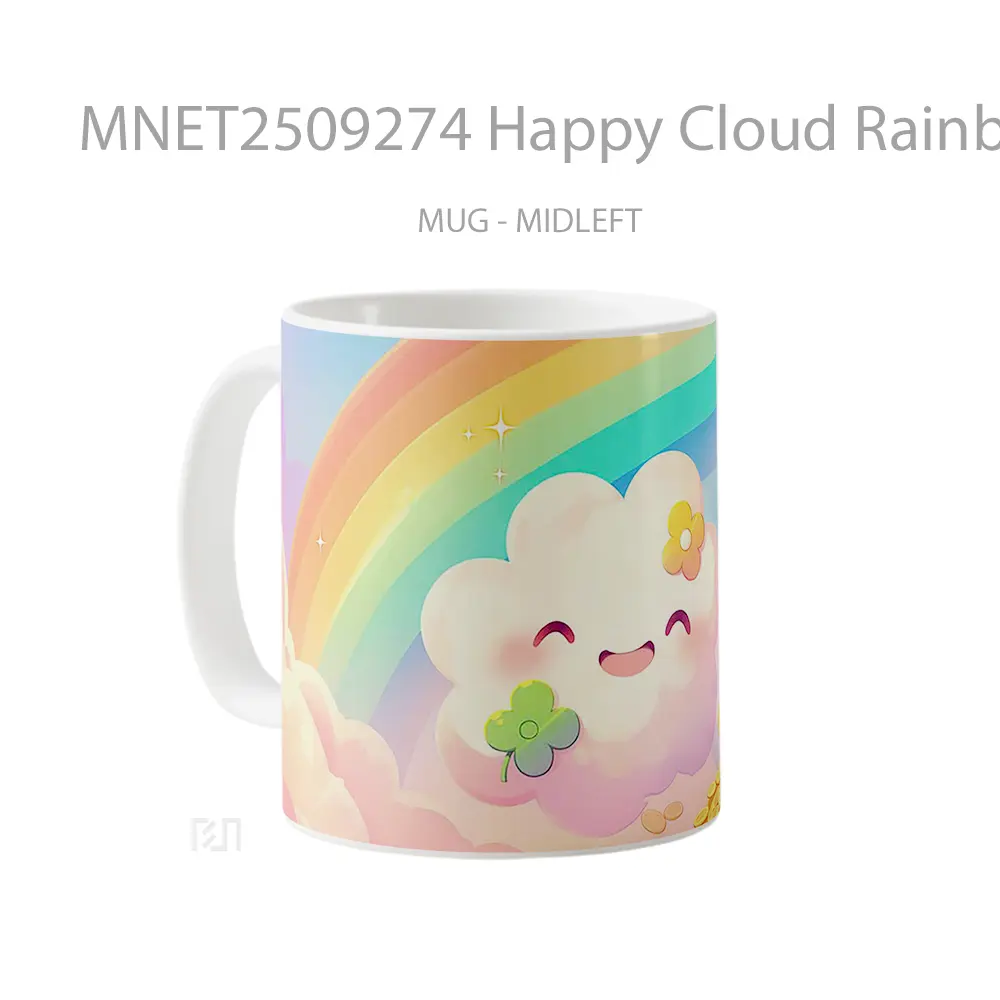 Happy Cloud Rainbow Pot Of Gold Cute Mug MNET2509274 - All-side / Desain