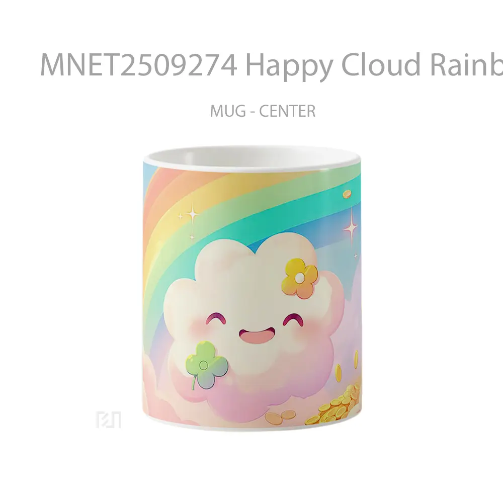 Happy Cloud Rainbow Pot Of Gold Cute Mug MNET2509274 - All-side / Desain