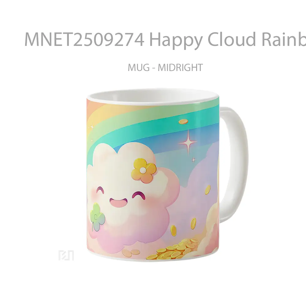 Happy Cloud Rainbow Pot Of Gold Cute Mug MNET2509274 - All-side / Desain