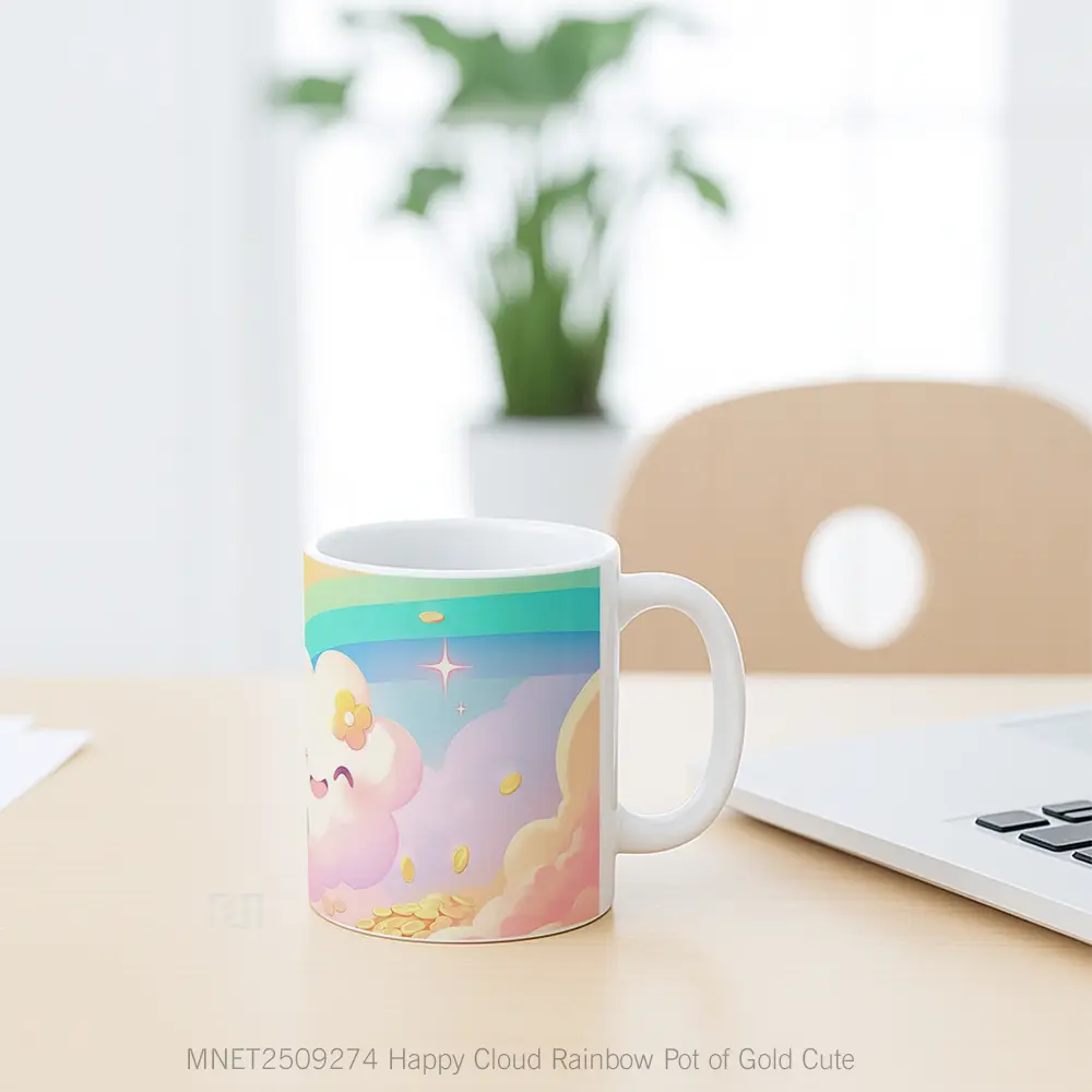 Happy Cloud Rainbow Pot Of Gold Cute Mug MNET2509274 - All-side / Desain