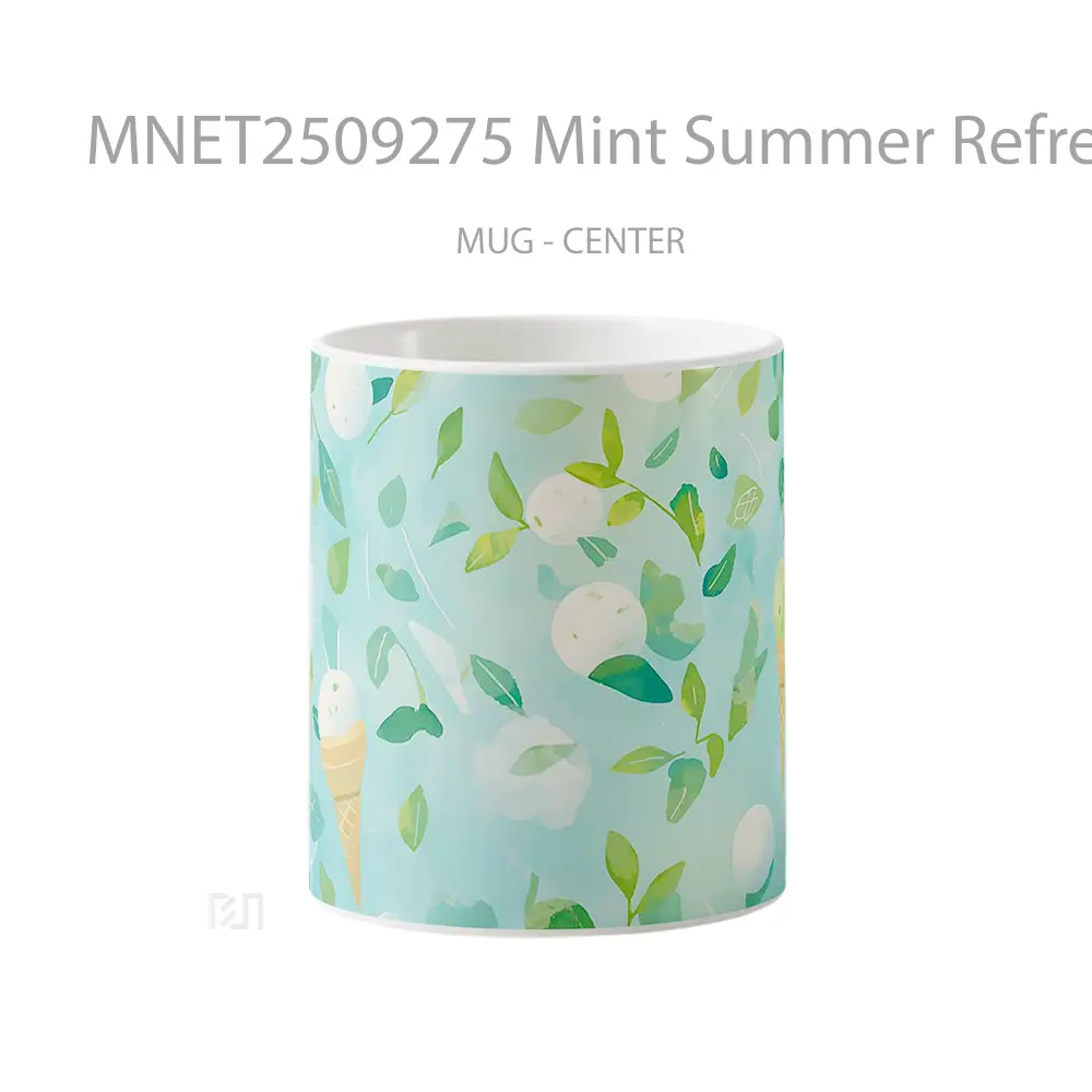 Mint Summer Refreshing Ice Cream Pattern Mug MNET2509275 - All-side / Desain