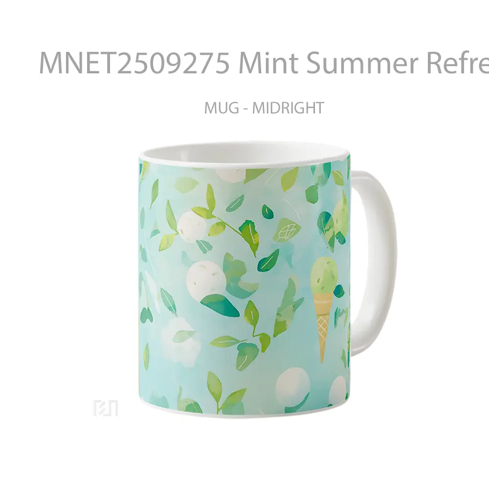 Mint Summer Refreshing Ice Cream Pattern Mug MNET2509275 - All-side / Desain