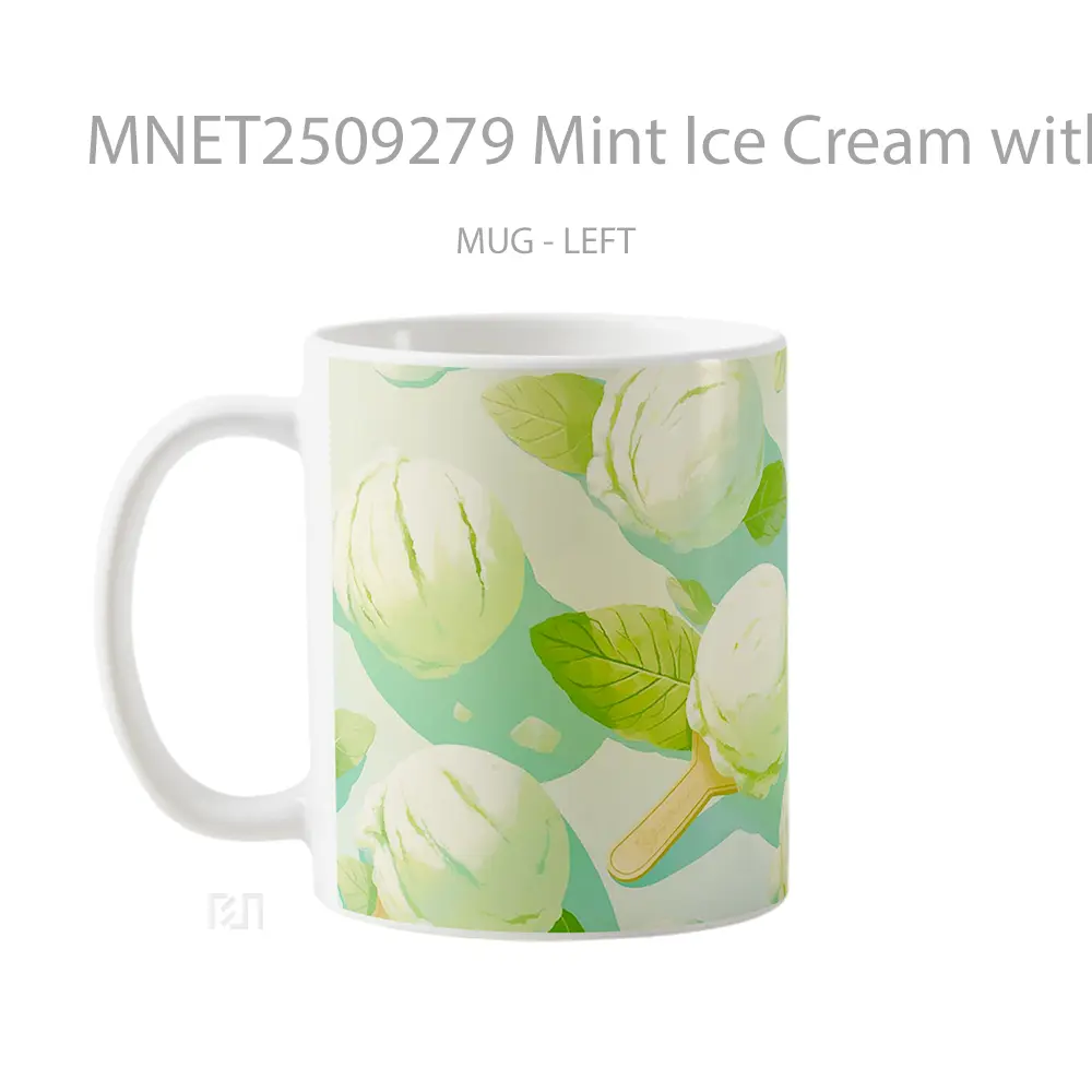 Mint Ice Cream With Leaves Mug MNET2509279 - All-side / Desain